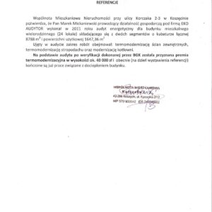 Referencje Wspólnota Koszęcin